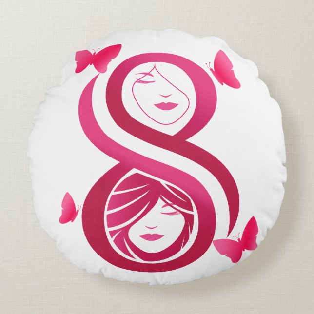 , International Women’s Day Rond Kussen (Voorkant)