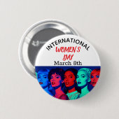 International Women's Day | Pop Art  Ronde Button 5,7 Cm (Voorkant /achterkant)