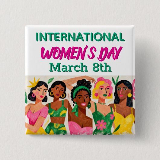 International Women's Day | Pop Art  Vierkante Button 5,1 Cm (Voorkant)