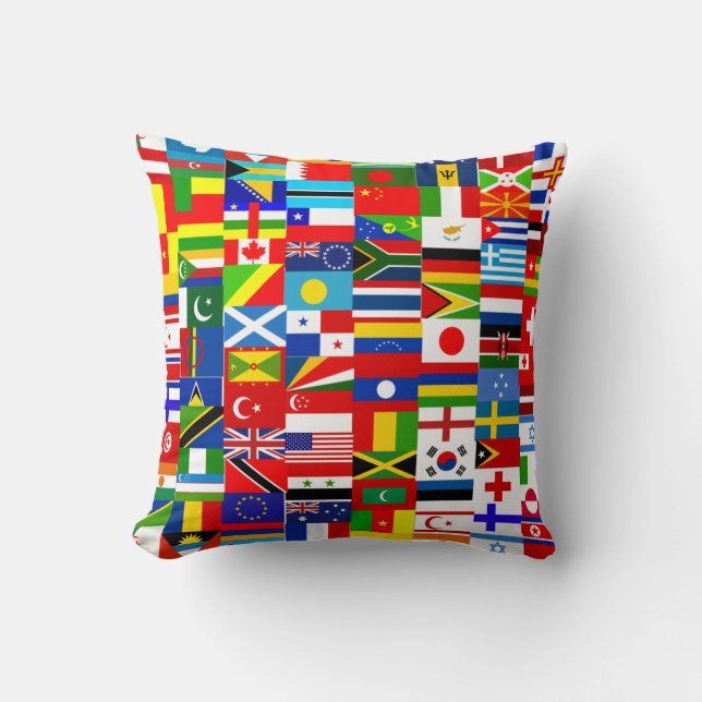 International World Wide Flag Collage Kussen (Voorkant)