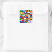 International World Wide Flag Collage Vierkante Sticker (Tas)