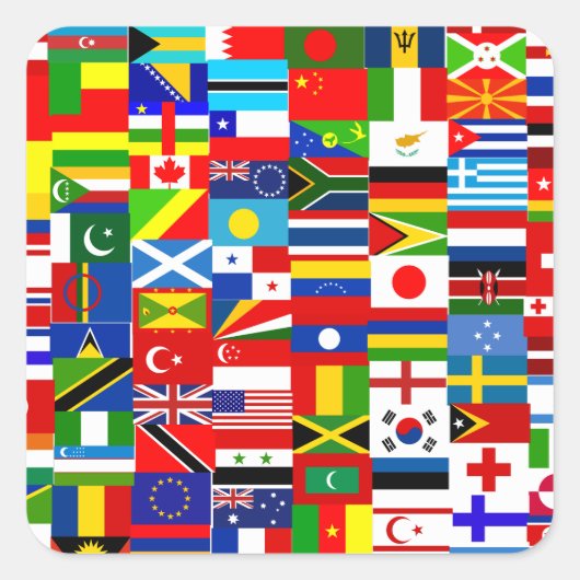 International World Wide Flag Collage Vierkante Sticker (Voorkant)