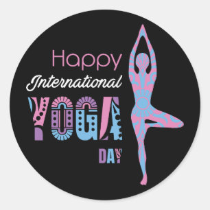 International Yoga Day Ronde Sticker