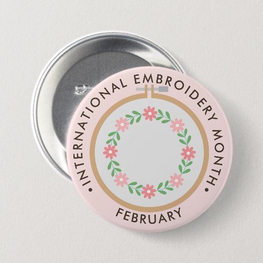 Internationale borduurmaand ronde button 7,6 cm (Voorkant /achterkant)