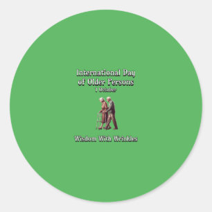 Internationale Dag van de Ouderen. Wijsheid. Ronde Sticker