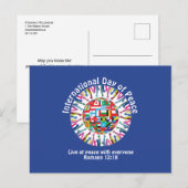 Internationale dag van de vrede feestdagenkaart (Voorkant / Achterkant)