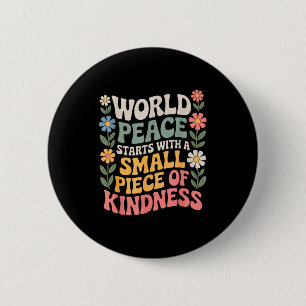 Internationale Dag van de Vrede inspireert Wereld  Ronde Button 5,7 Cm
