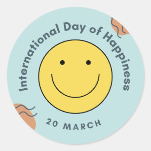 Internationale dag van geluk ronde sticker