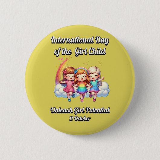 Internationale dag van het meisje. Meisjes potenti Ronde Button 5,7 Cm (Voorkant)
