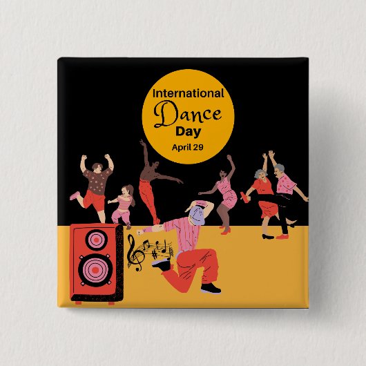 Internationale dansdag | Werelddansdag Vierkante Button 5,1 Cm (Voorkant)