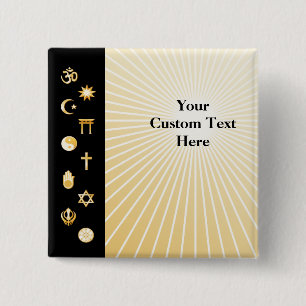 Internationale geloofsknoppen vierkante button 5,1 cm