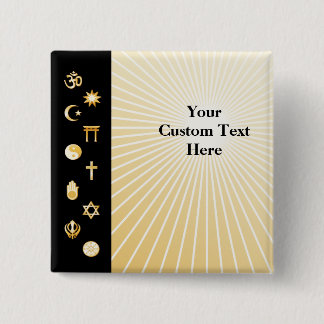 Internationale geloofsknoppen vierkante button 5,1 cm