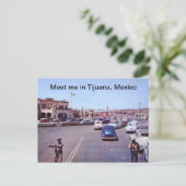 Internationale grens, Tijuana, Mexicaanse Vintage Briefkaart (Staand voorkant)