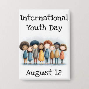 Internationale Jeugddag 12 augustus Button