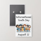 Internationale Jeugddag 12 augustus Button (Voorkant / Achterkant)