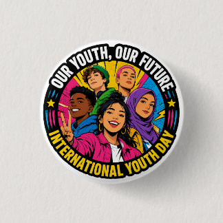 Internationale Jeugddag Sticker Ronde Button 3,2 Cm