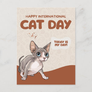 Internationale Kattendag Sphynx Viering Kunst Briefkaart