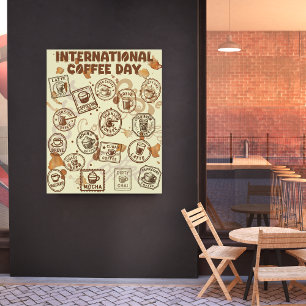 Internationale koffiedag  stempel perfect poster