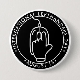Internationale Lefthanders Dag, lefthangmuis Bu Ronde Button 7,6 Cm