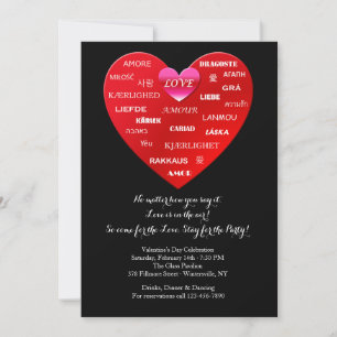 Internationale liefdeswoorden Valentijnsdag nodigt Kaart