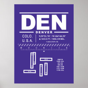 Internationale luchthaven Denver DEN Poster