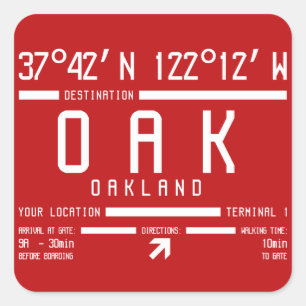 Internationale luchthaven Oakland California IATA- Vierkante Sticker