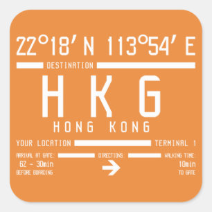 Internationale Luchthavencode Hongkong Vierkante Sticker