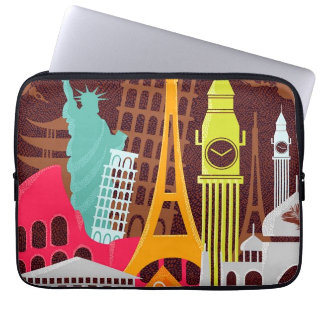 Internationale monumenten laptop sleeve (Voorkant)