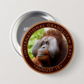 Internationale Orangutan Dag Ronde Button 7,6 Cm (Voorkant /achterkant)
