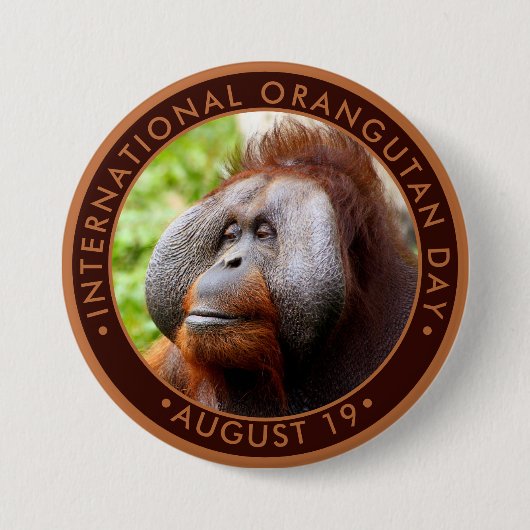Internationale Orangutan Dag Ronde Button 7,6 Cm (Voorkant)