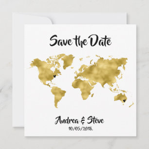 Internationale Paren Wereldkaart verwijderbare har Save The Date