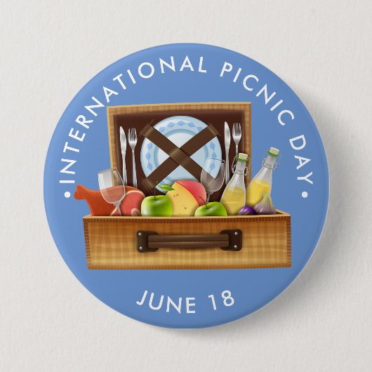 Internationale picknag, PICNIC BASKET Ronde Button 7,6 Cm (Voorkant)