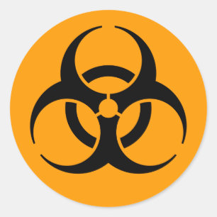 Internationale symbolen voor biogevaar ronde sticker