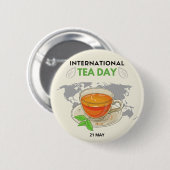 Internationale Tea Day Ronde Button 5,7 Cm (Voorkant /achterkant)