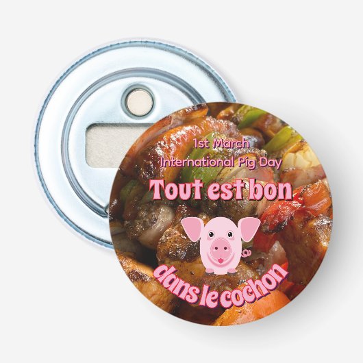 Internationale Varkensdag Button Flesopener (Voorkant)