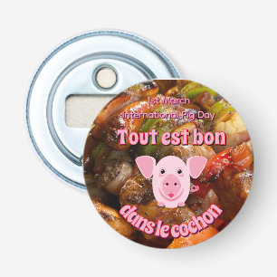 Internationale Varkensdag Button Flesopener