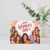 Internationale viering van de dag van de vrouw briefkaart (Staand voorkant)