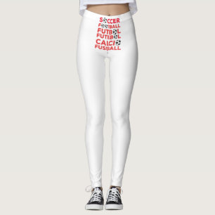 Internationale Voetbal Namen Typografie Rood Sport Leggings