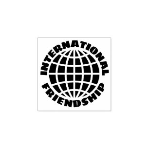 Internationale Vriendschap met wereldbol icoon Rubberstempel