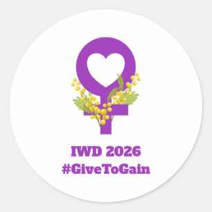 Internationale Vrouwendag 2026 IWD Geef Om Te Krij Ronde Sticker