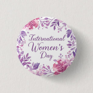 Internationale Vrouwendag 2026 met bloemen Ronde Button 3,2 Cm