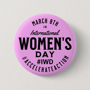 Internationale Vrouwendag 8 maart IWD Ronde Button 5,7 Cm