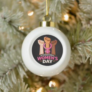 Internationale Vrouwendag 8 maart Keramische Bal Ornament