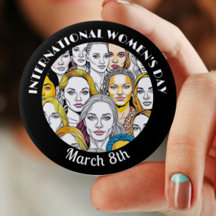 Internationale Vrouwendag 8 maart Ronde Button 4,0 Cm