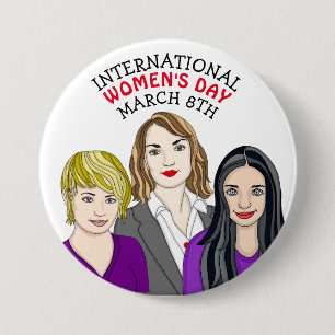 Internationale Vrouwendag - 8 maart Ronde Button 7,6 Cm