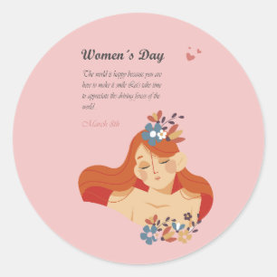 Internationale Vrouwendag 8 maart Ronde Sticker