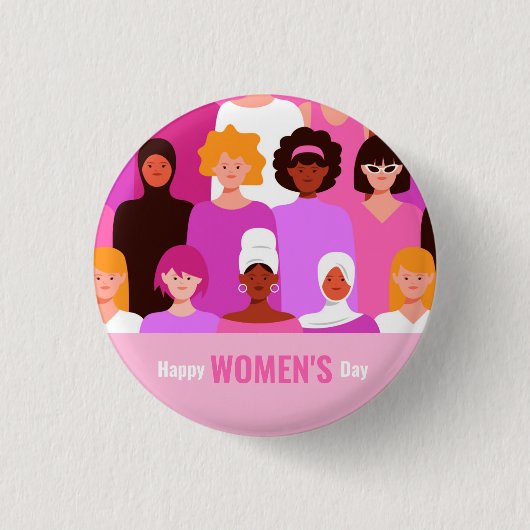 Internationale vrouwendag 8 maart roze Button (Voorkant)