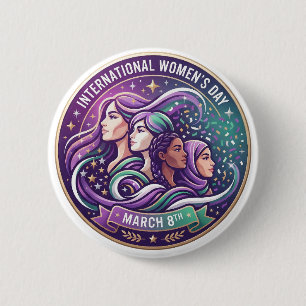 Internationale Vrouwendag 8 maart – Vieren Ronde Button 5,7 Cm