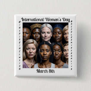 Internationale Vrouwendag 8 maart Vierkante Button 5,1 Cm