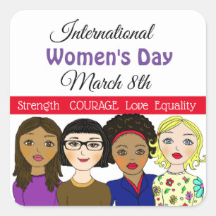 Internationale Vrouwendag 8 maart Vierkante Sticker